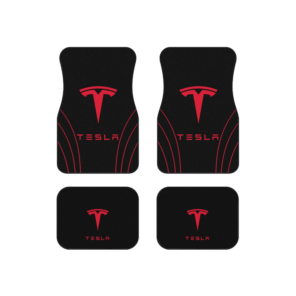 Tesla Logo Car Mats (Set of 4) — Universal Fit All-Weather Floor Liners