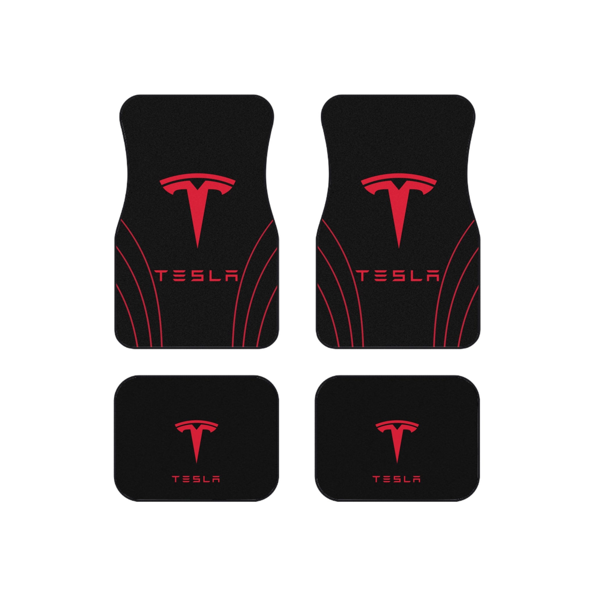 Tesla Logo Car Mats (Set of 4) — Universal Fit All-Weather Floor Liners