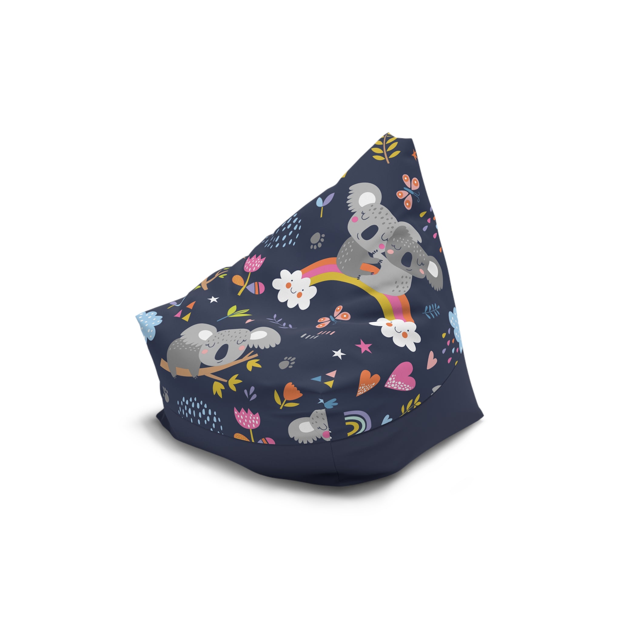 Koala Rainbows Pattern Bean Bag Chair Cover | Navy Floral Nursery