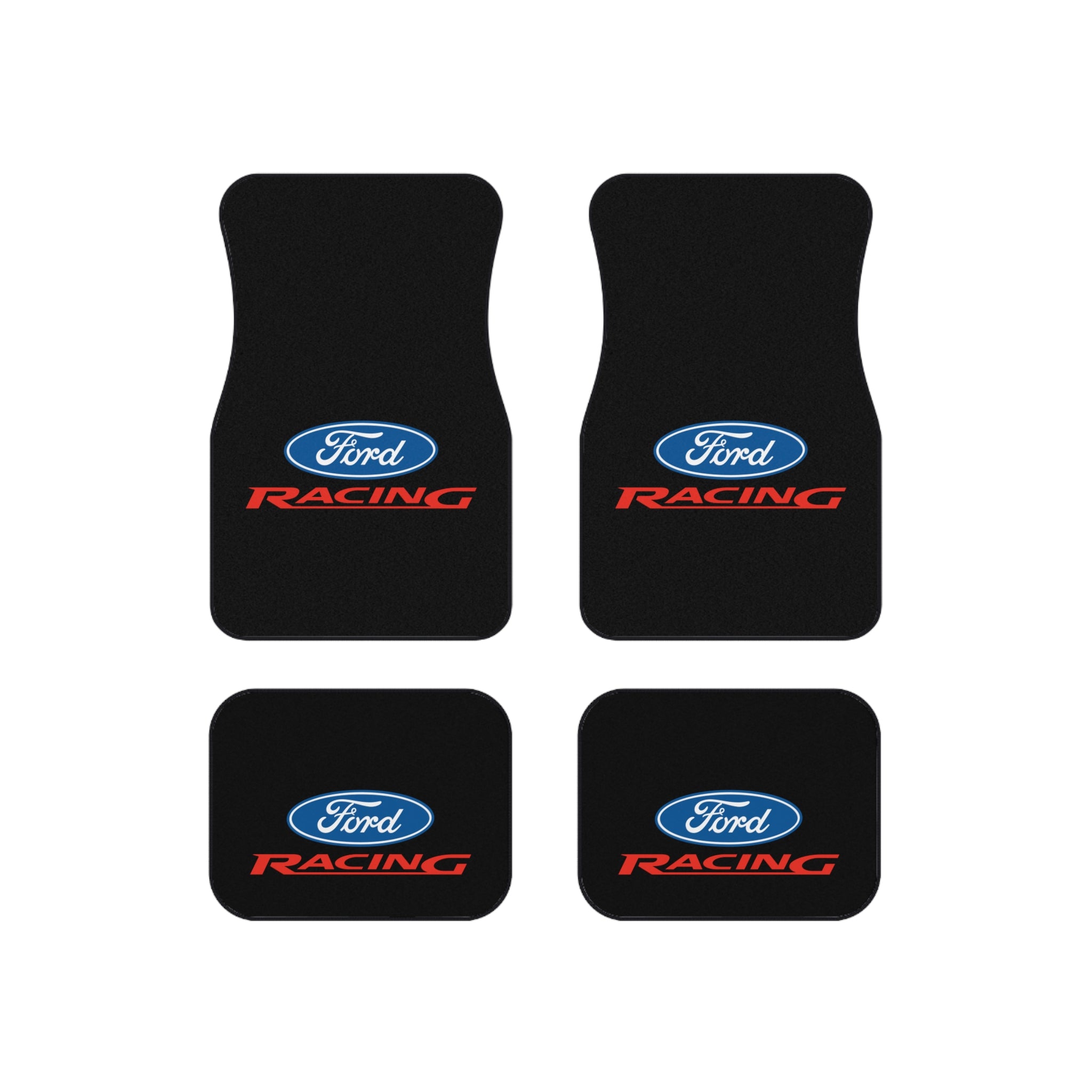 4 Piece Universal Car Floor Mats Set Ford Racing Logo Black Auto Interior Accessories