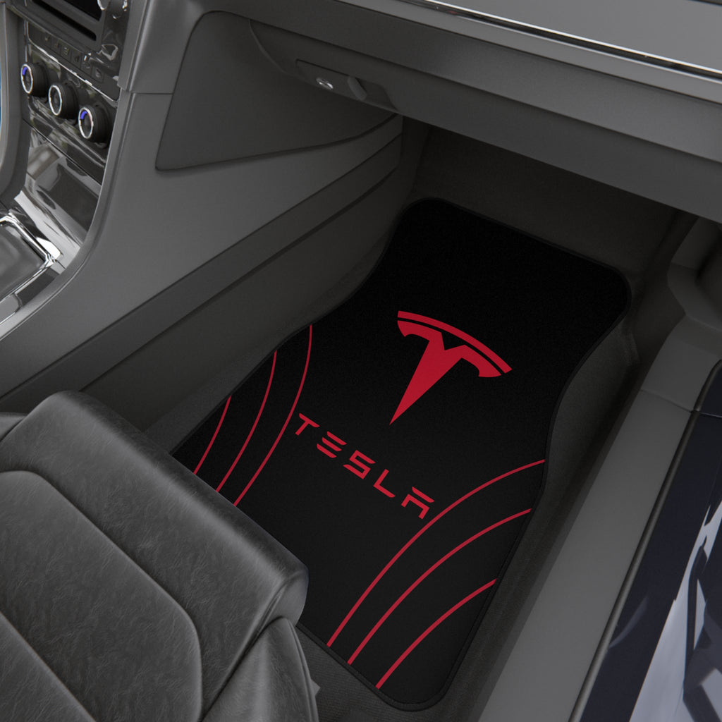 Tesla Logo Car Mats (Set of 4) — Universal Fit All-Weather Floor Liners