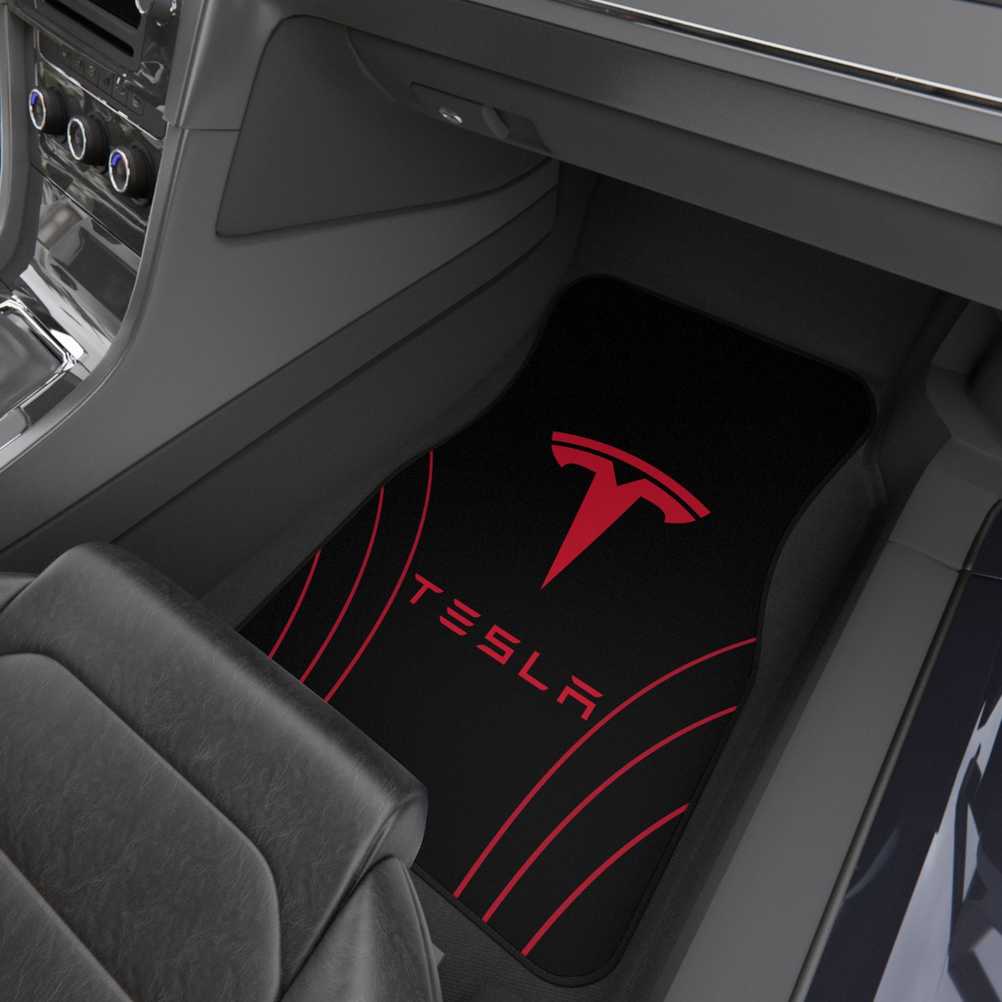 Tesla Logo Car Mats (Set of 4) — Universal Fit All-Weather Floor Liners