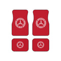 Car Floor Mats Set Compatible with Mercedes Benz Logo Auto Interior Accessories Black Mats Dark Red