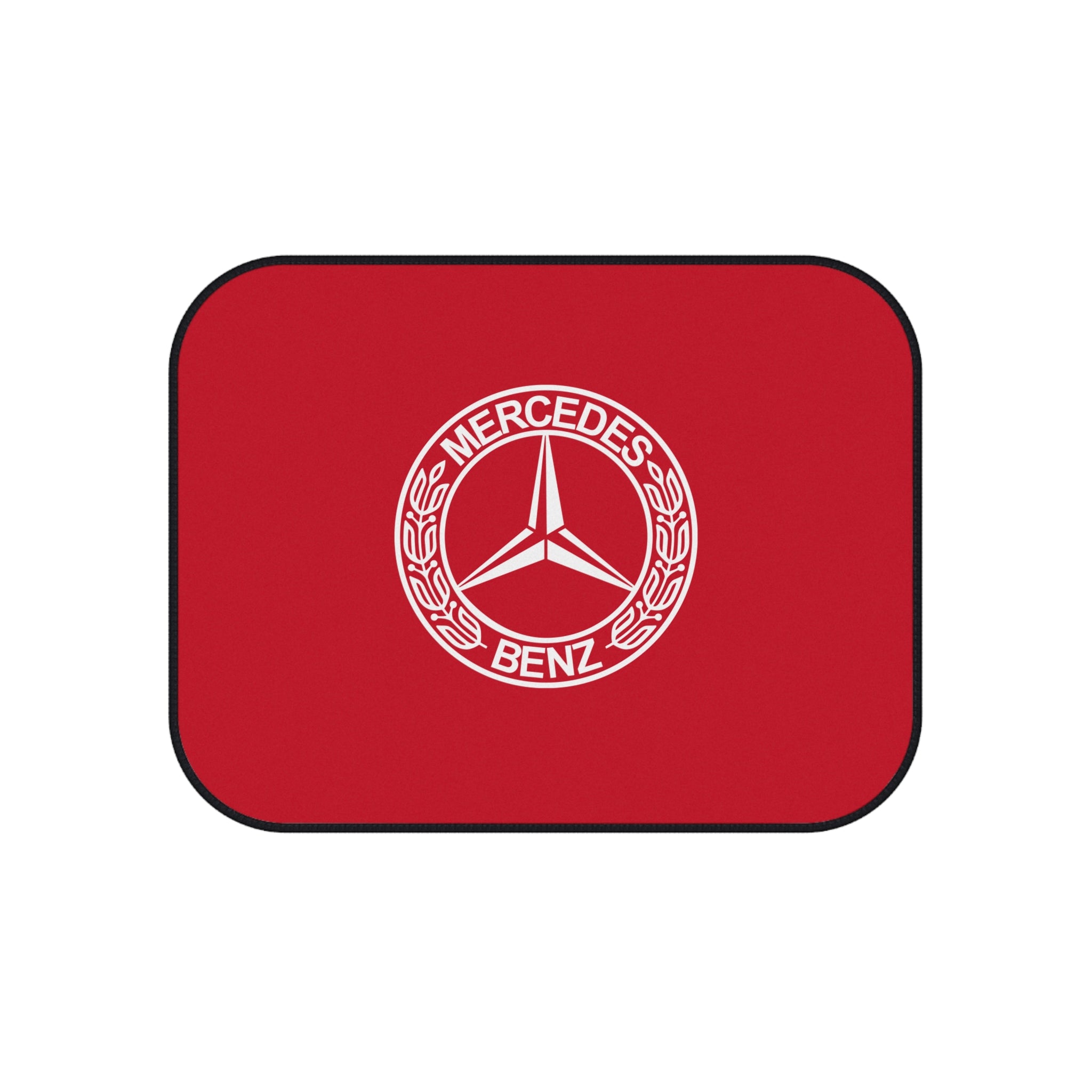Car Floor Mats Set Compatible with Mercedes Benz Logo Auto Interior Accessories Black Mats Dark Red