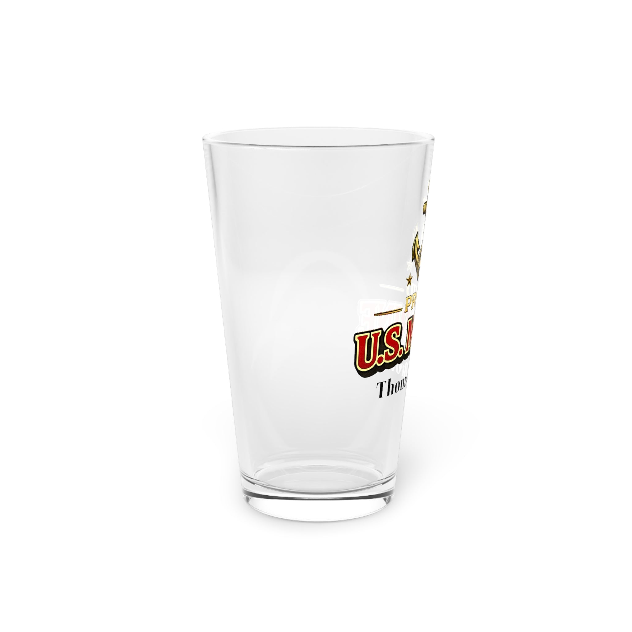 Personalized US Marine Pint Glass 16oz | Proud Marine Beer Glass | Custom Military Gift for Marine | Veteran Gift for Him