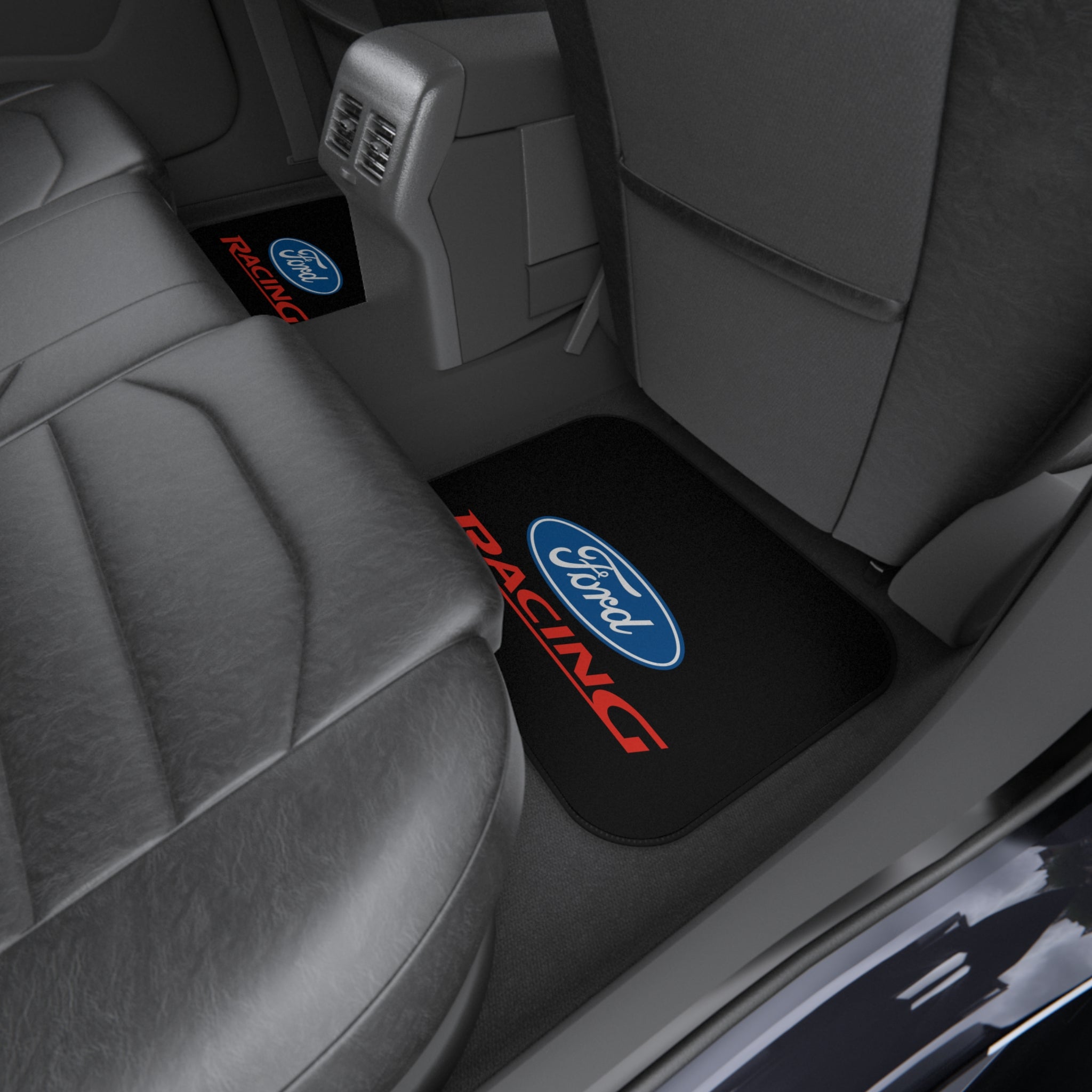 4 Piece Universal Car Floor Mats Set Ford Racing Logo Black Auto Interior Accessories
