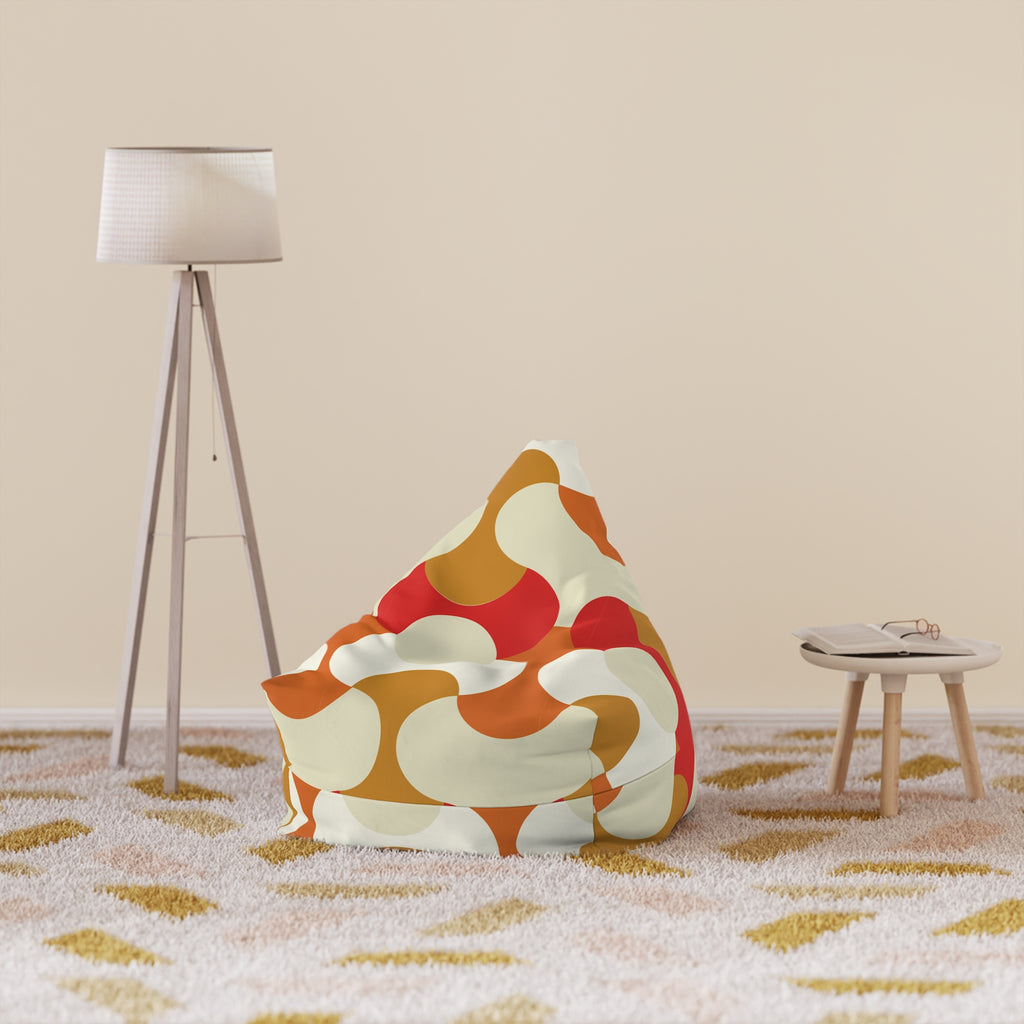 Retro Abstract Swirl Bean Bag Chair Cover | 70s Inspired Mod Pattern