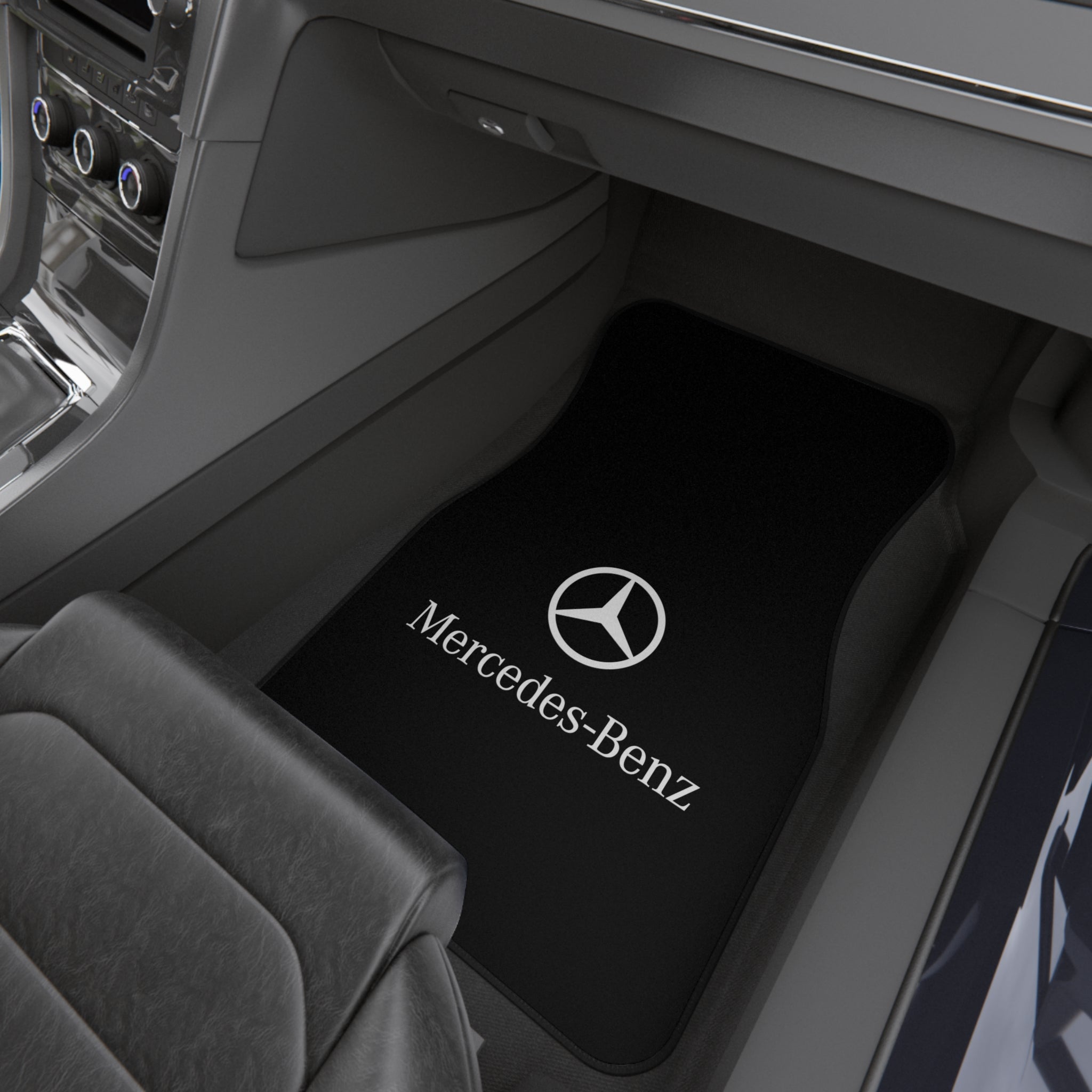 4 Piece Car Floor Mats Set Compatible with Mercedes Benz Logo Black Auto Interior Accessories