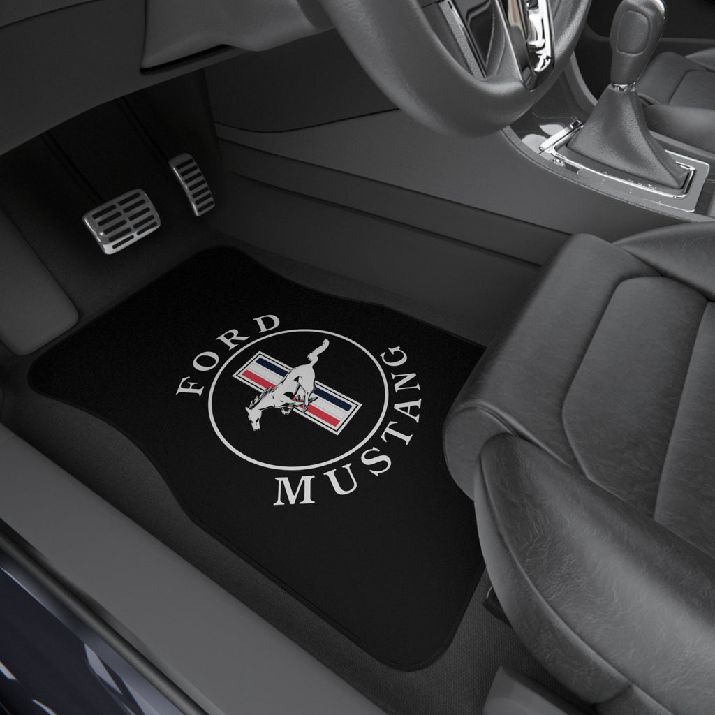 Mustang Style Car Floor Mats Set of 4 Black Universal Auto Mats