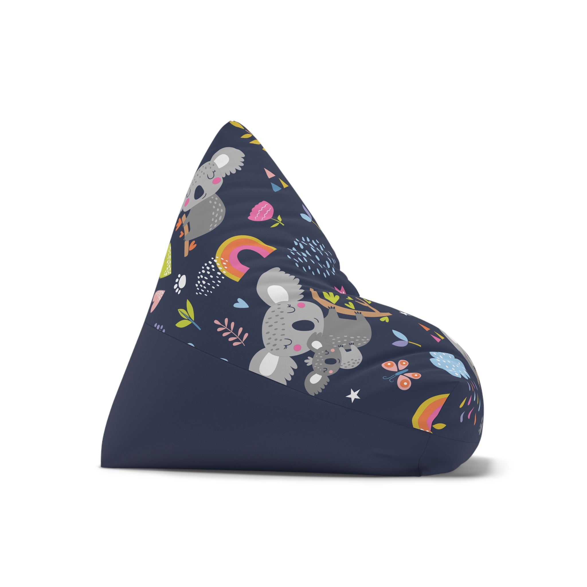 Koala Rainbows Pattern Bean Bag Chair Cover | Navy Floral Nursery