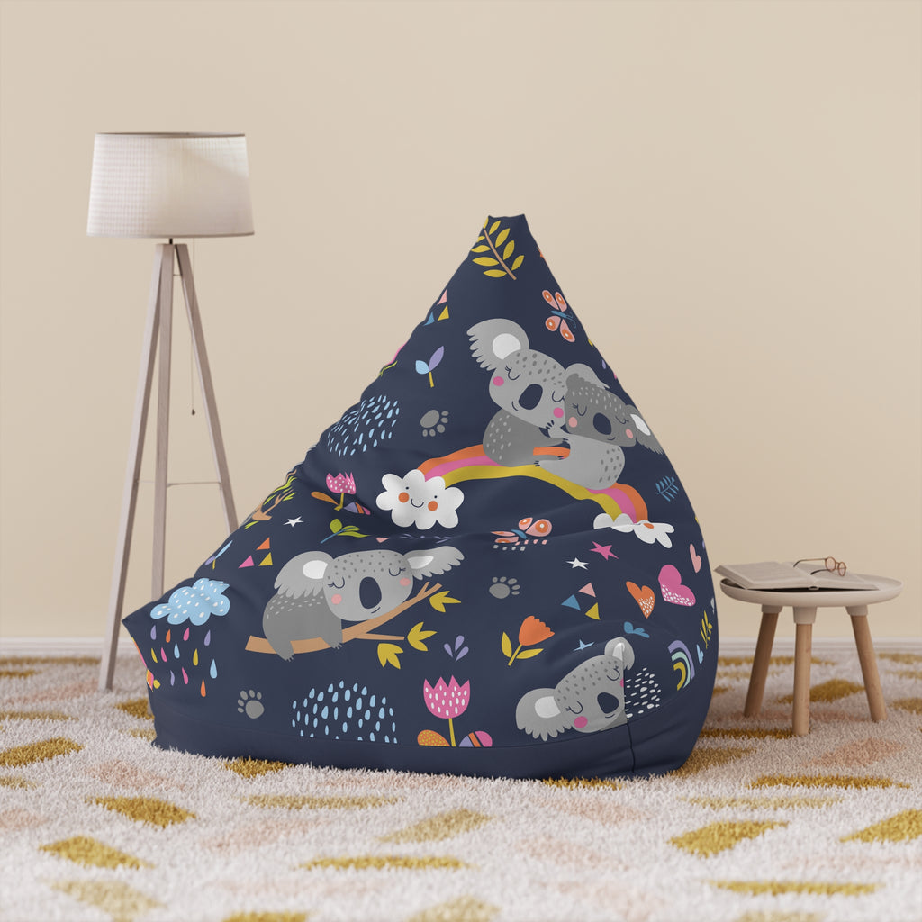 Koala Rainbows Pattern Bean Bag Chair Cover | Navy Floral Nursery