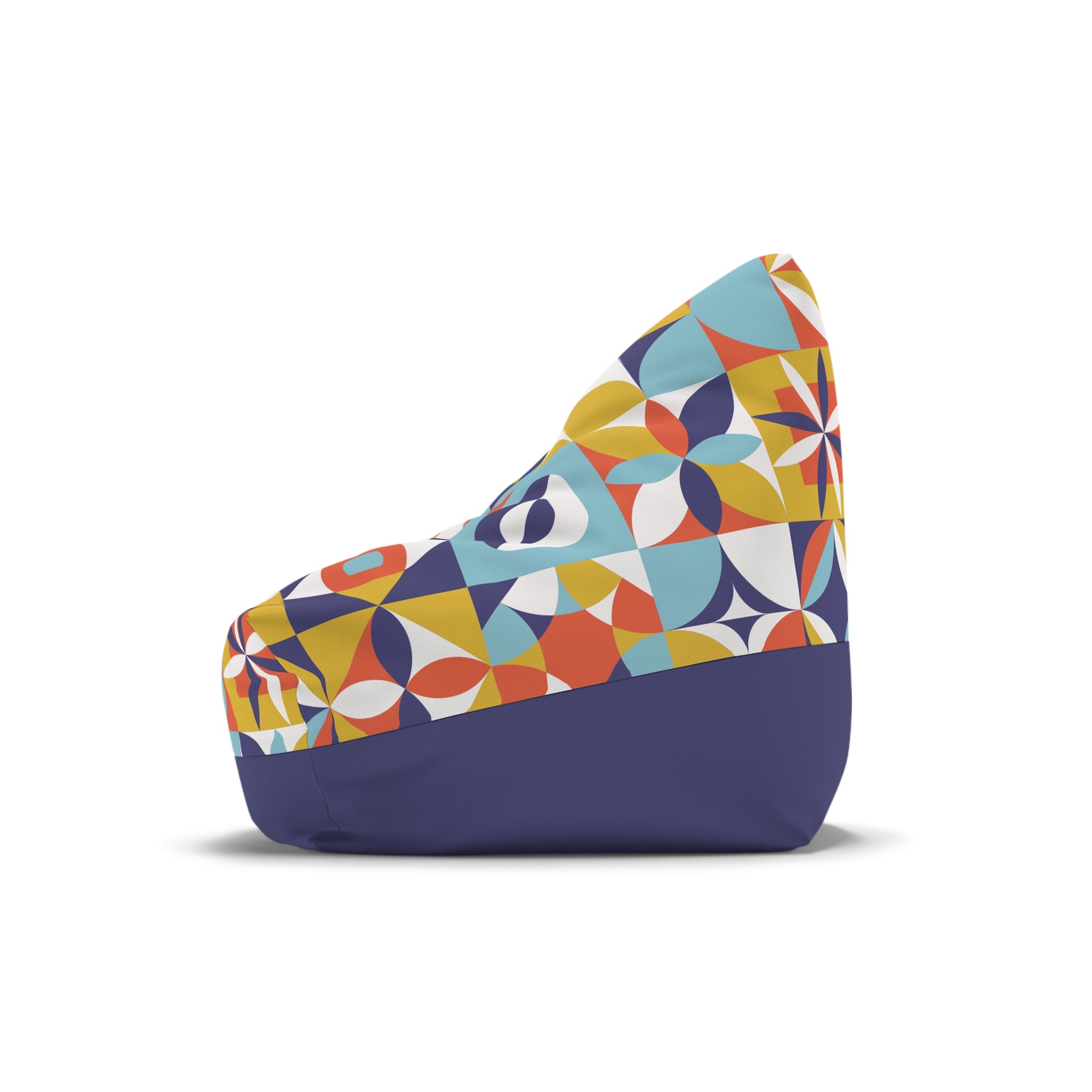 Midcentury Geometric Pattern Bean Bag Chair Cover | Retro Tile Motif