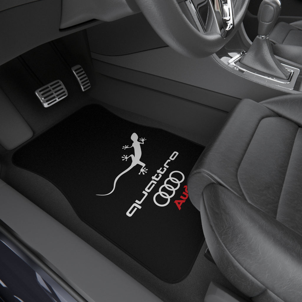 Audi Quattro Style Car Floor Mats Set of 4 Black Universal Auto Mats