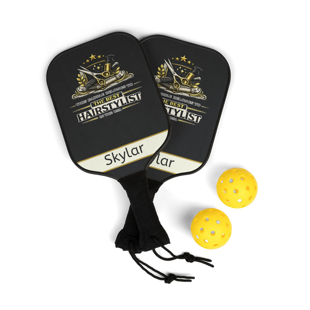 Personalized Hairstylist Pickleball Paddle Set | Gift for Hair Stylist | Custom Name Pickleball Racket | Salon Owner Gift