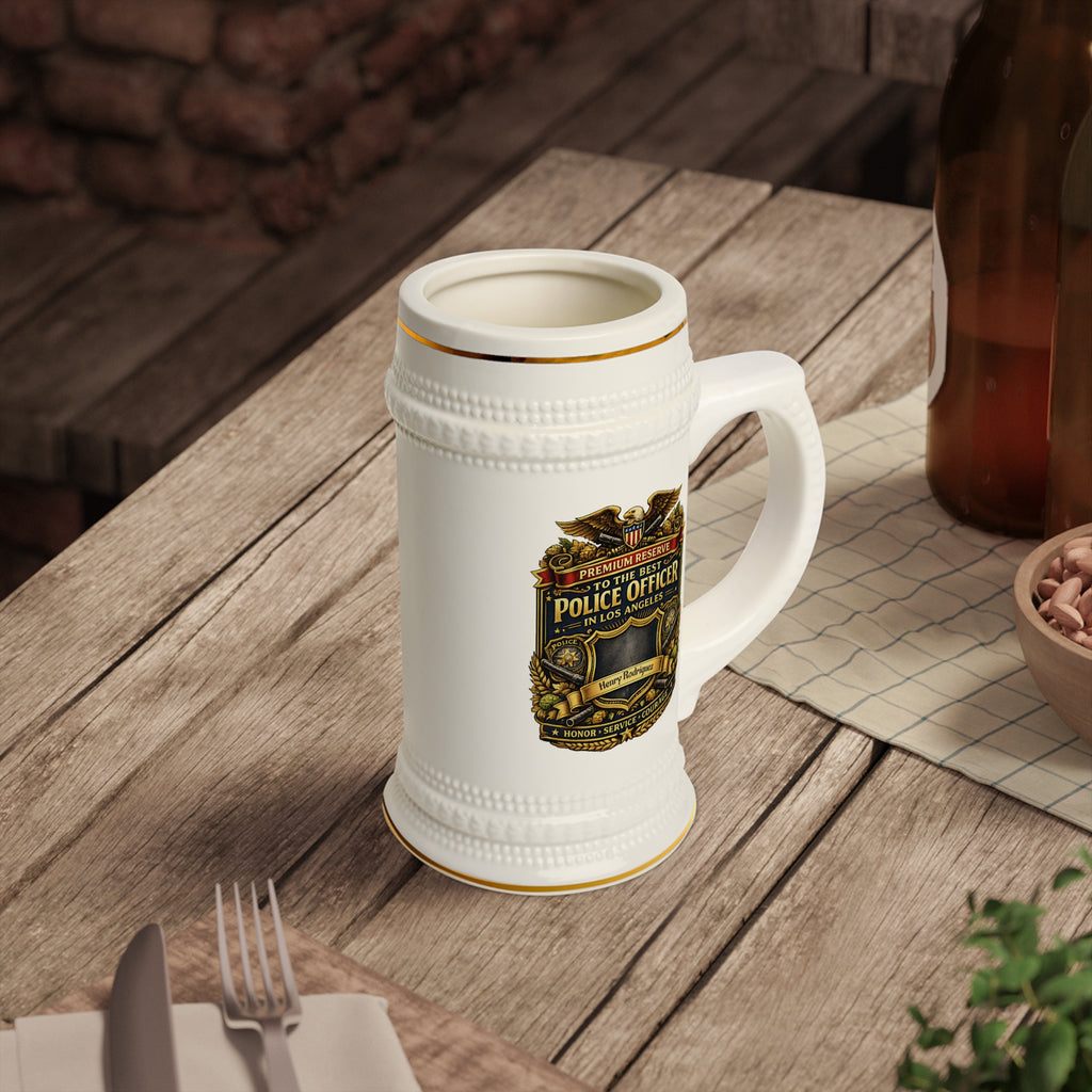 Personalized Police Officer Beer Stein 22oz - Custom Los Angeles Cop Mug with Name, Law Enforcement Gift
