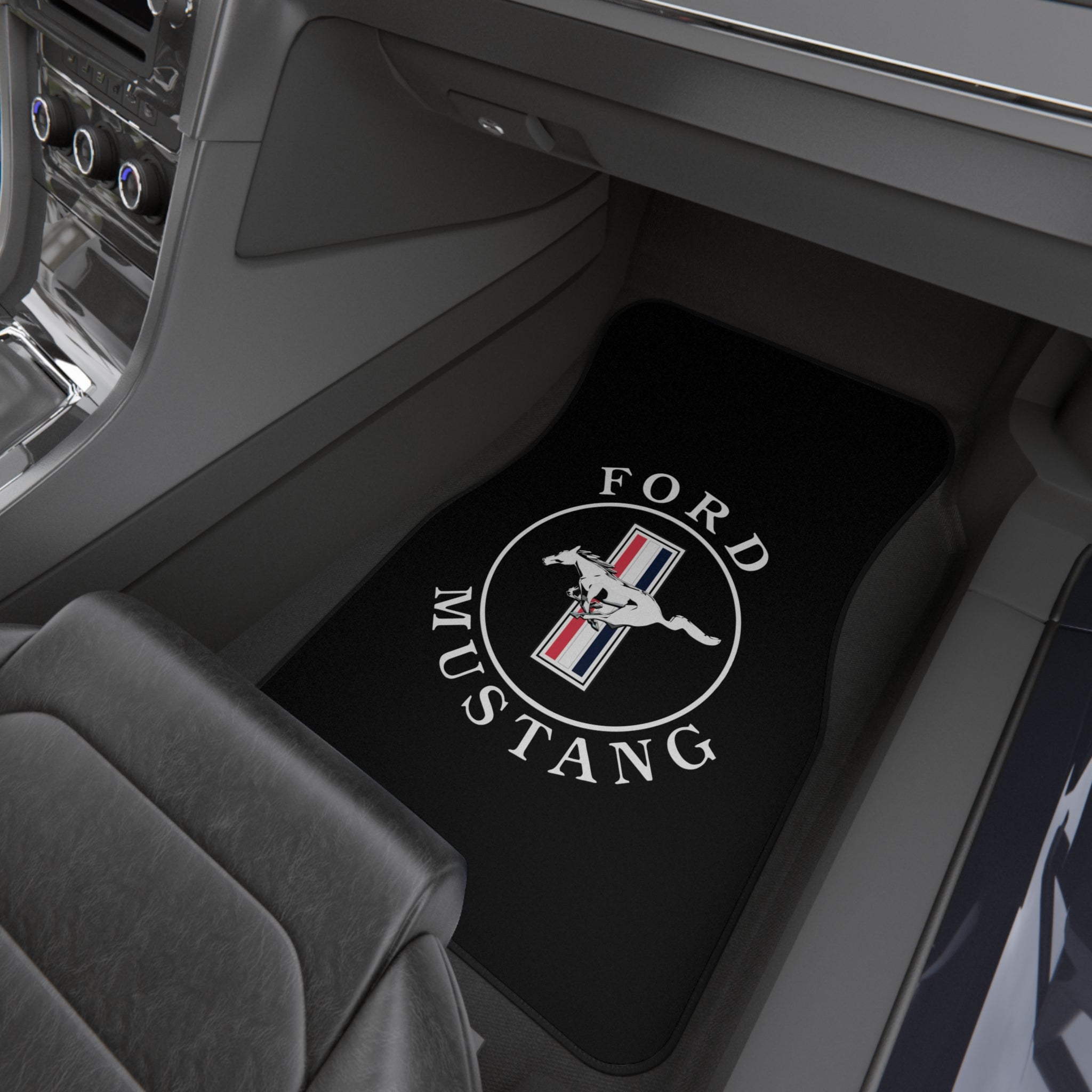 Mustang Style Car Floor Mats Set of 4 Black Universal Auto Mats