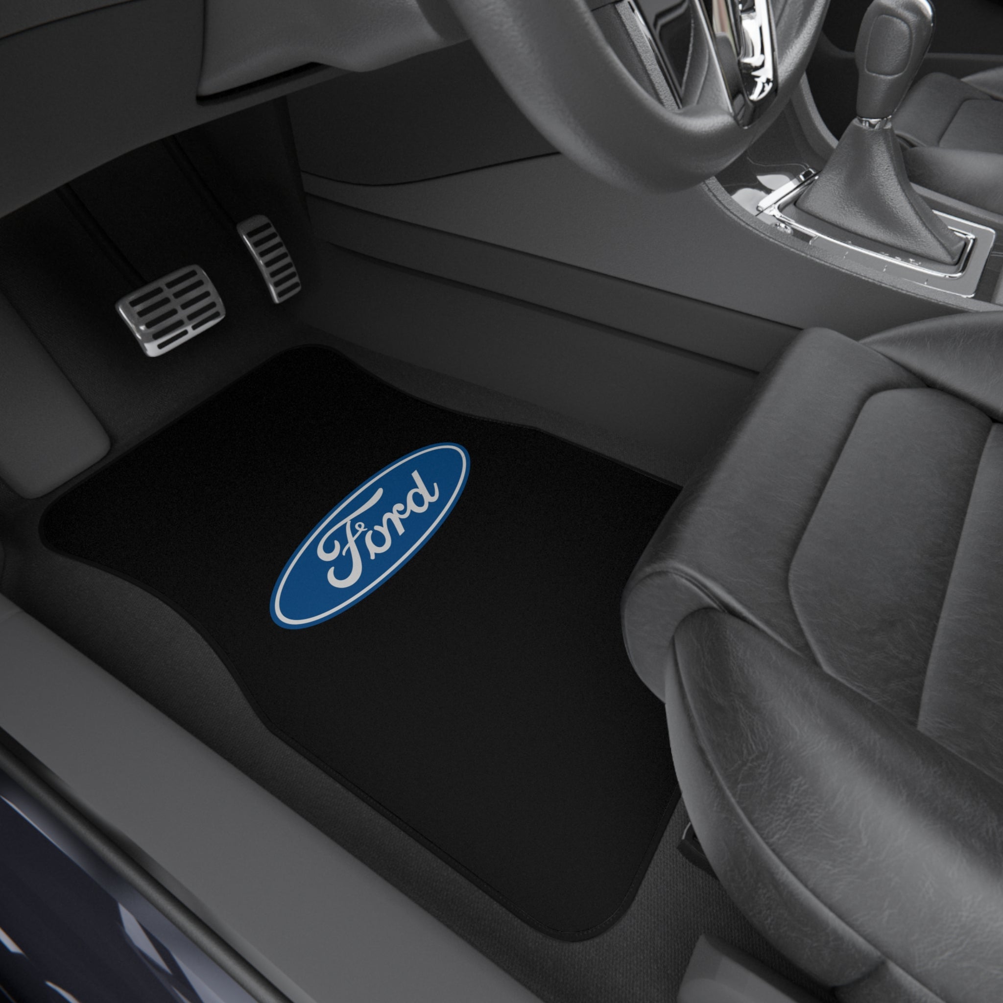 4 Piece Universal Car Floor Mats Set Ford Logo Black Auto Interior Accessories