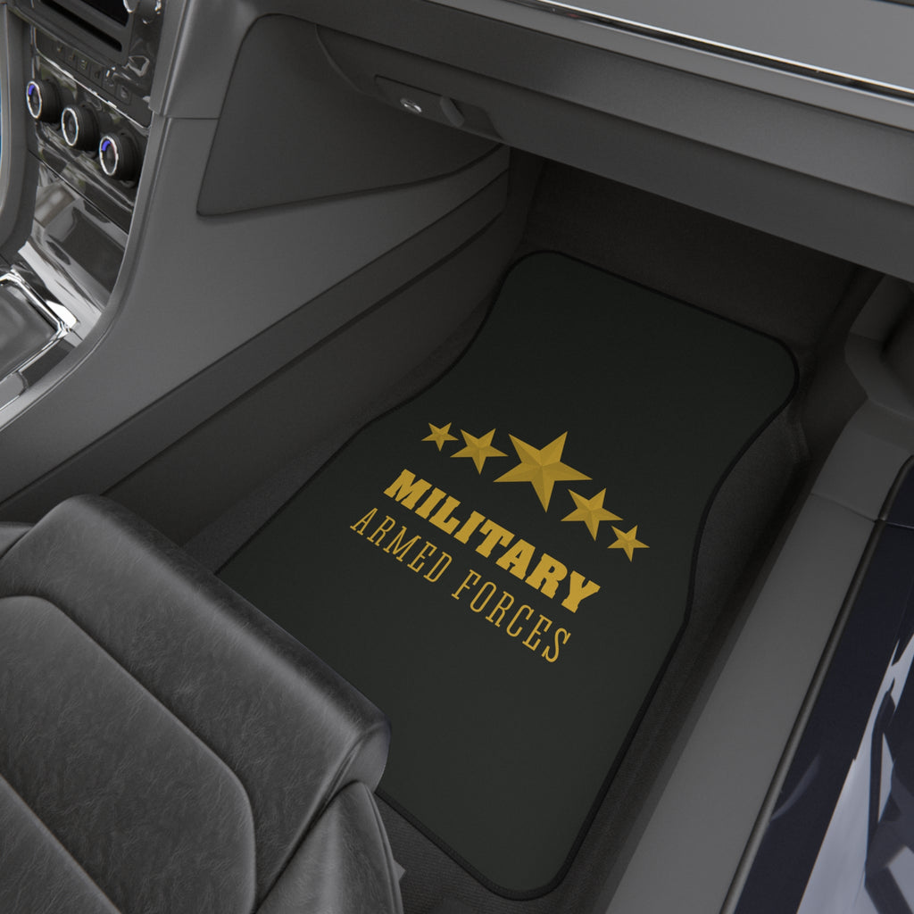 Military Armed Forces Car Mats (Set of 4) — Gold Star Non-Slip Floor Protectors
