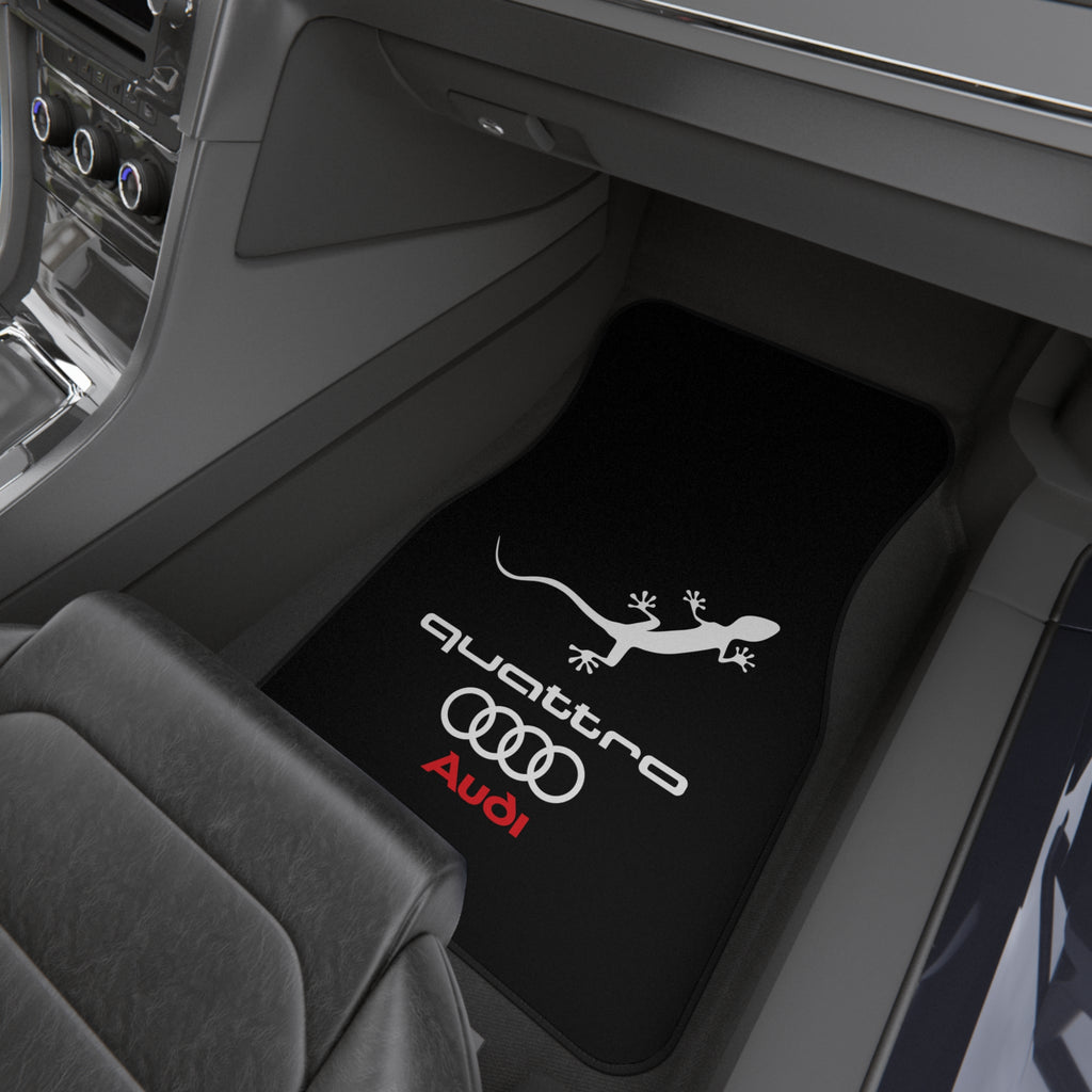 Audi Quattro Style Car Floor Mats Set of 4 Black Universal Auto Mats