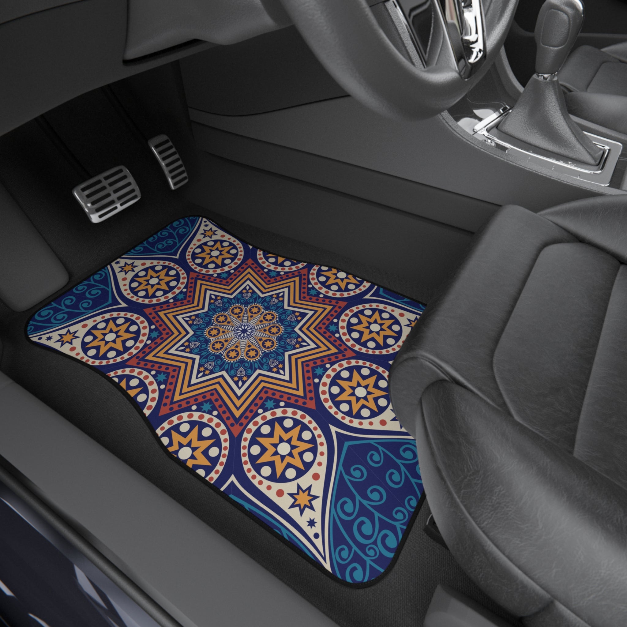 Mandala Car Floor Mats (Set of 4) — Blue Boho Star Pattern