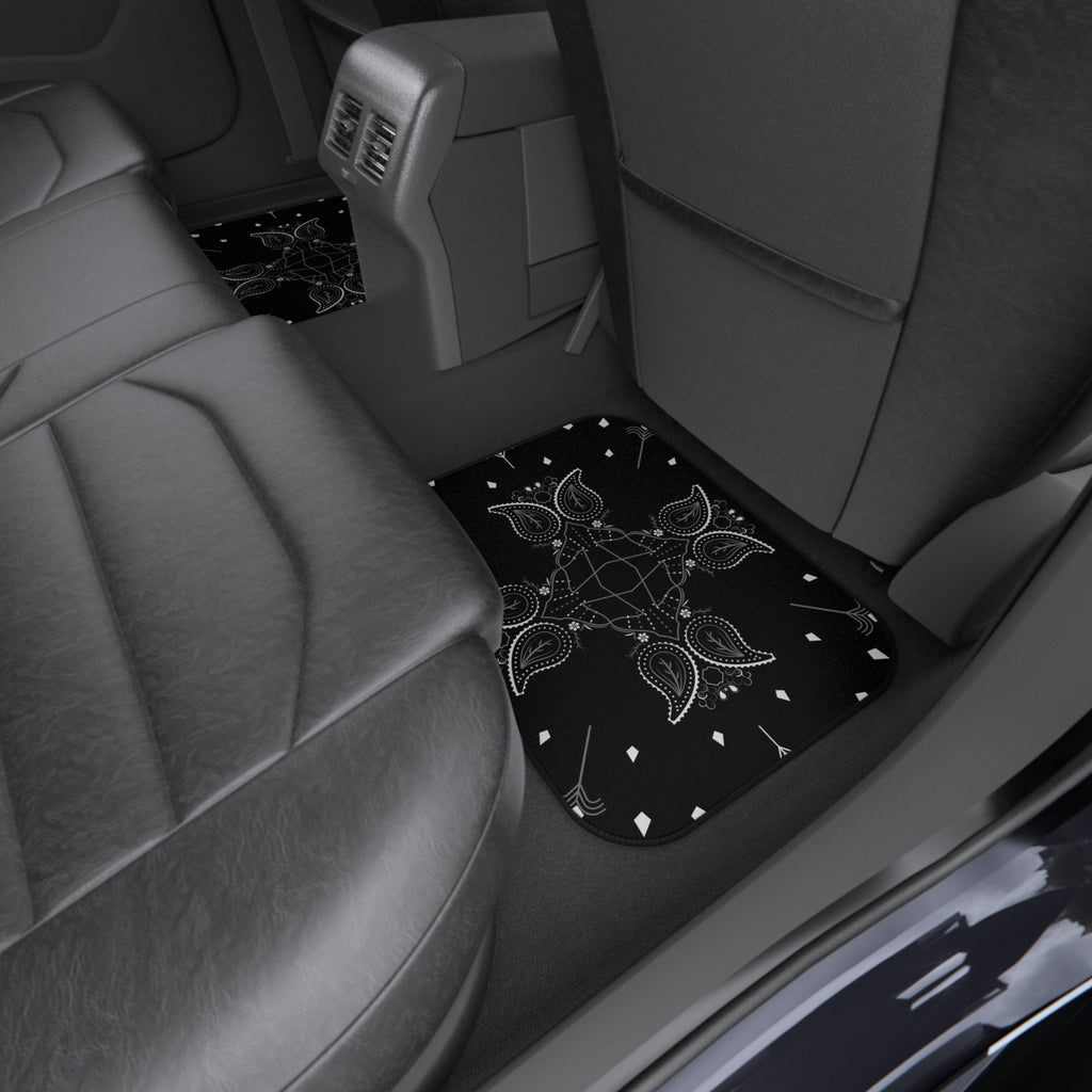 Black Bandana-Style Car Floor Mats (Set of 4)