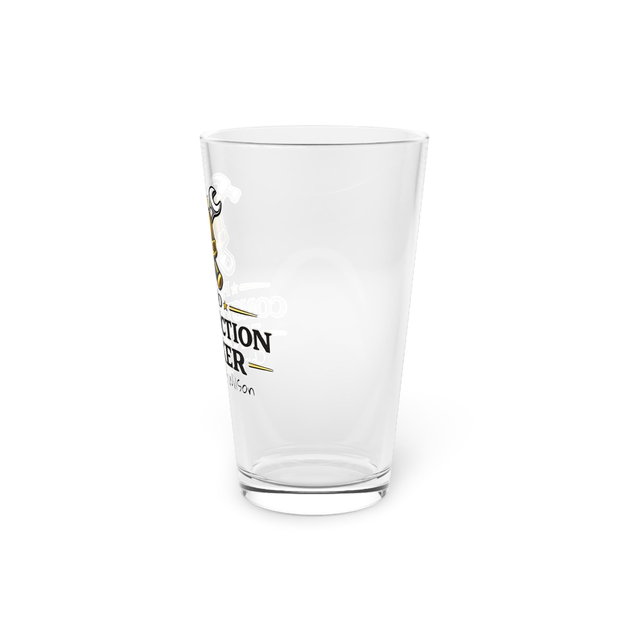 Personalized Construction Worker Pint Glass  Proud Construction Worker Beer Glass with Custom Name  Contractor Gift for Him