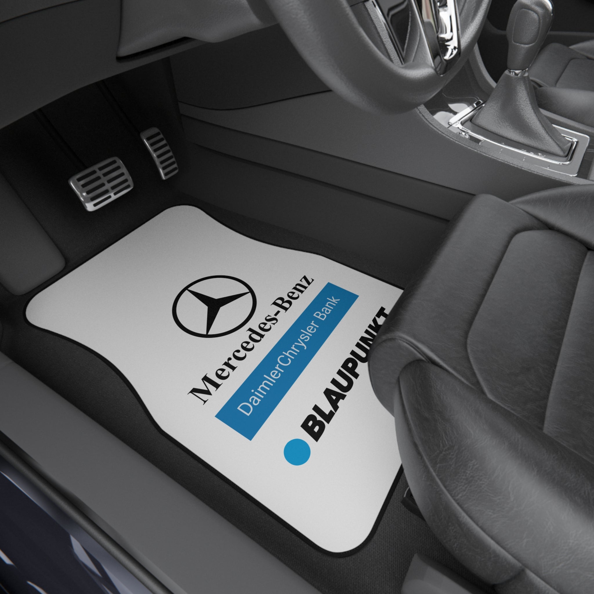 4 Piece Car Floor Mats Set Compatible with Mercedes Benz Logo White Auto Interior Accessories