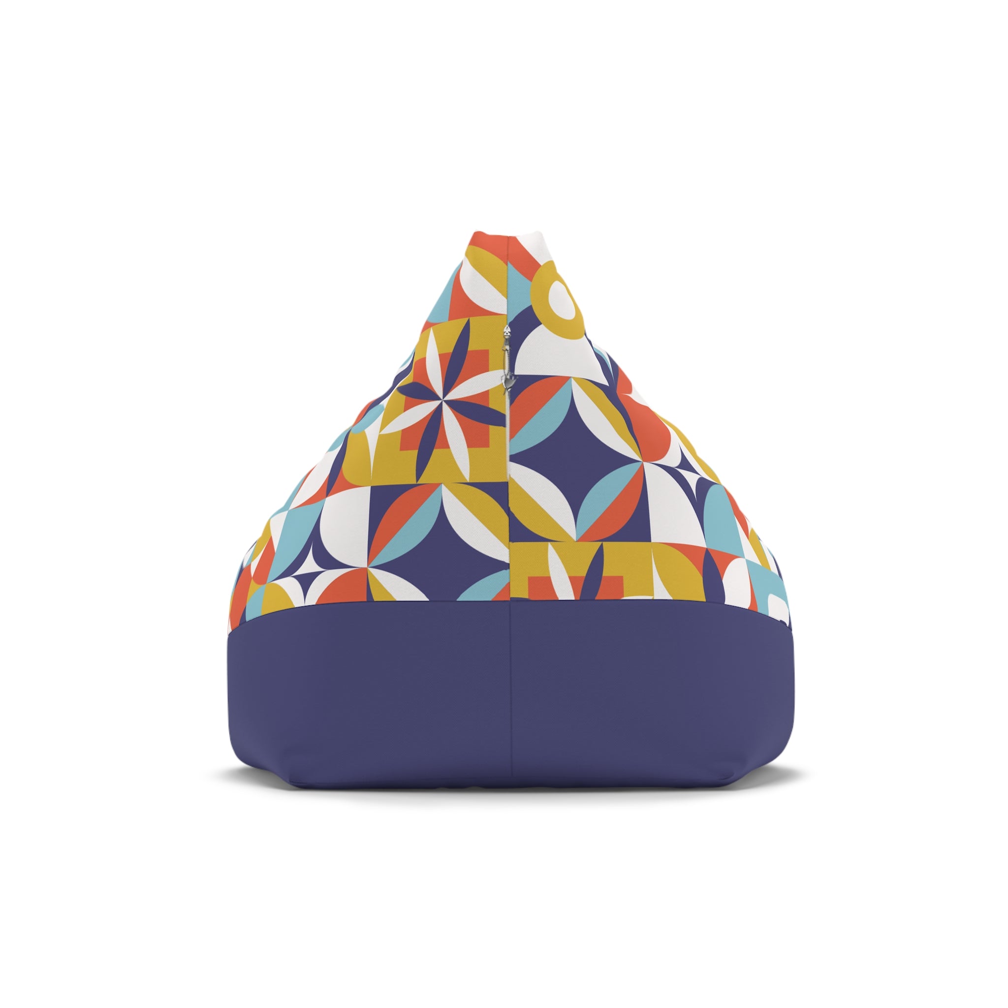 Midcentury Geometric Pattern Bean Bag Chair Cover | Retro Tile Motif