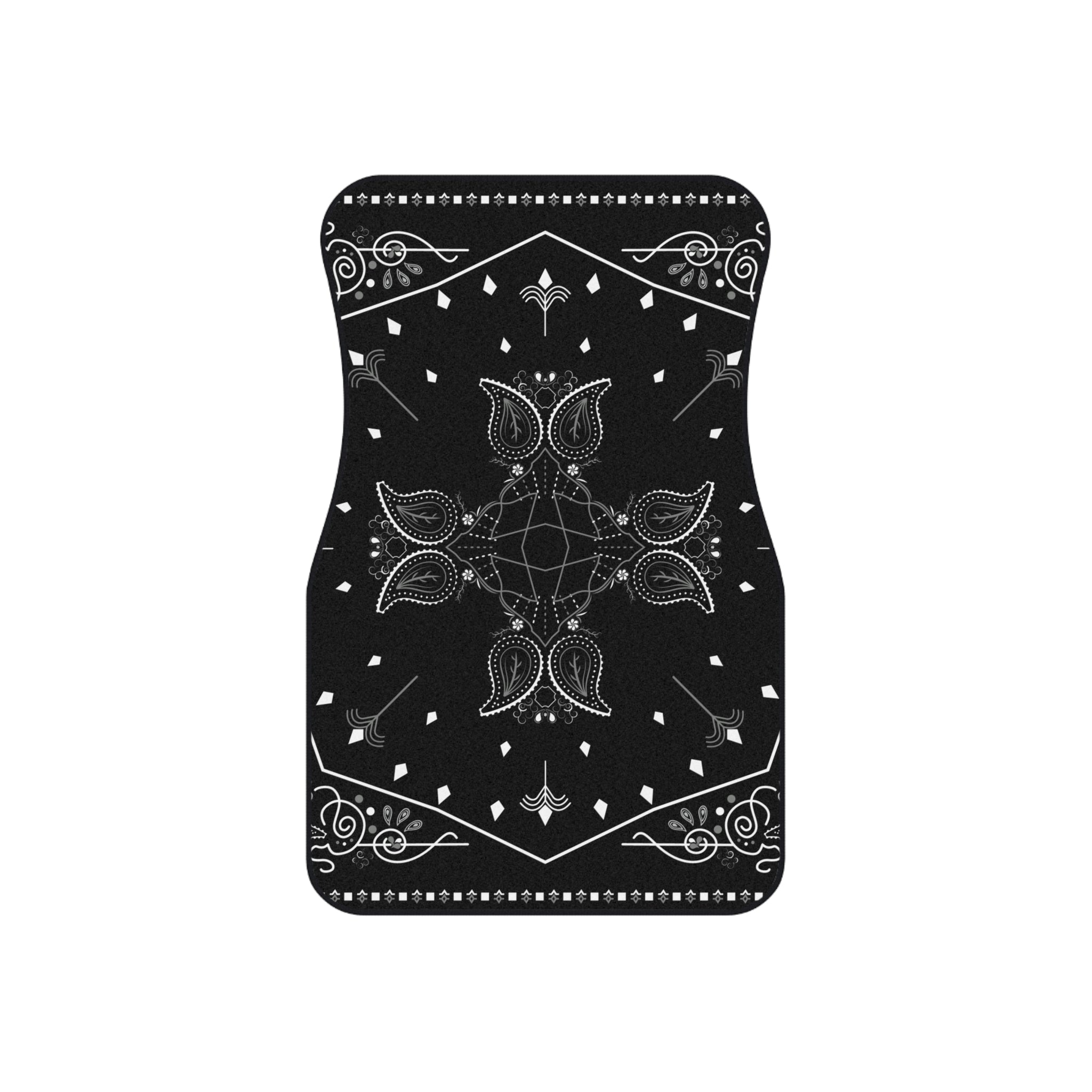 Black Bandana-Style Car Floor Mats (Set of 4)