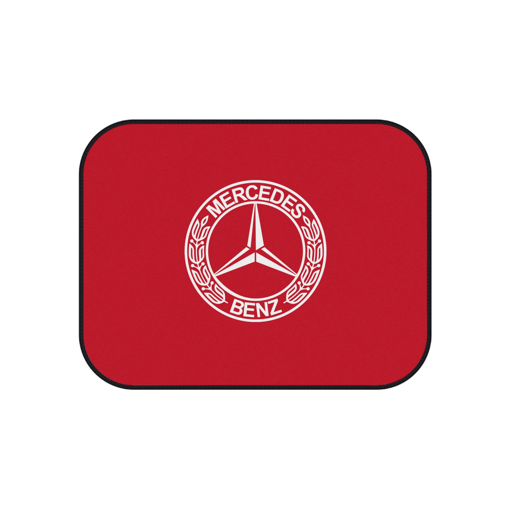 Car Floor Mats Set Compatible with Mercedes Benz Logo Auto Interior Accessories Black Mats Dark Red
