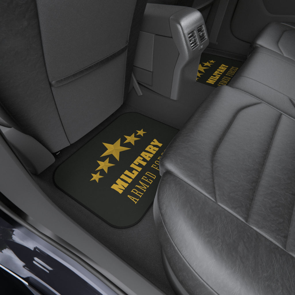 Military Armed Forces Car Mats (Set of 4) — Gold Star Non-Slip Floor Protectors