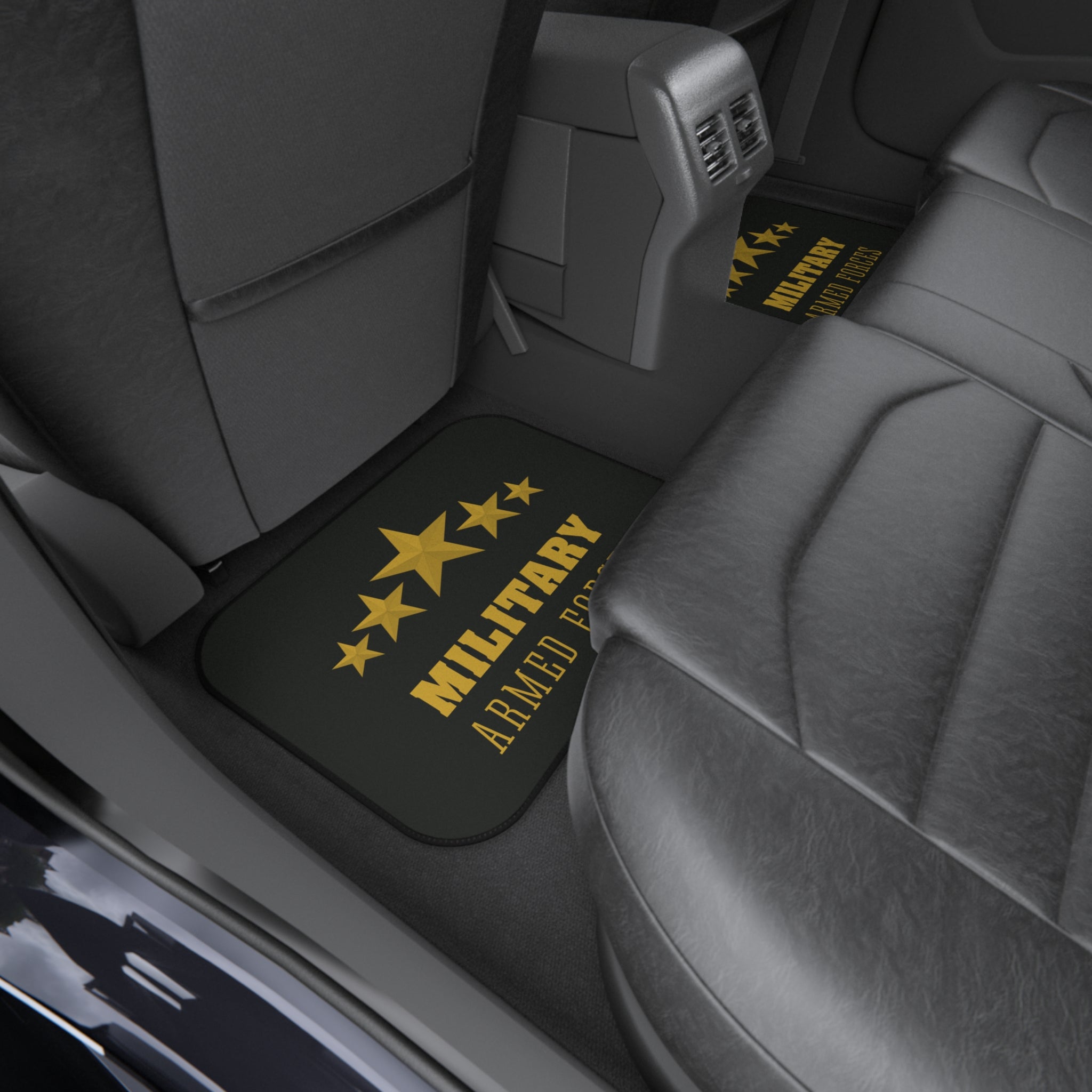 Military Armed Forces Car Mats (Set of 4) — Gold Star Non-Slip Floor Protectors