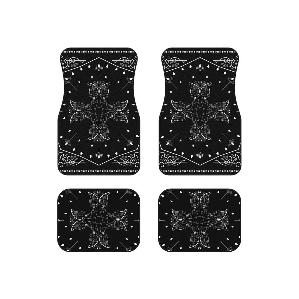 Black Bandana-Style Car Floor Mats (Set of 4)