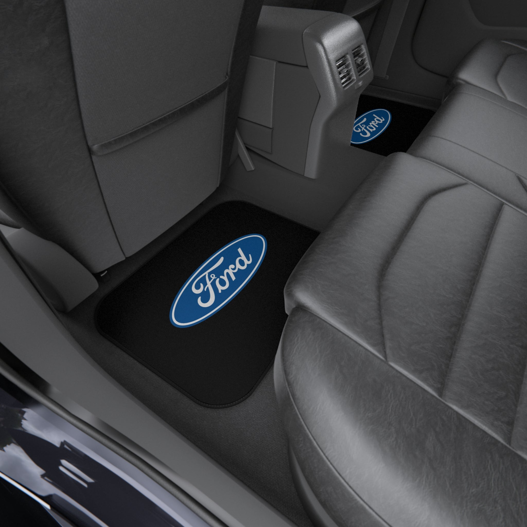 4 Piece Universal Car Floor Mats Set Ford Logo Black Auto Interior Accessories