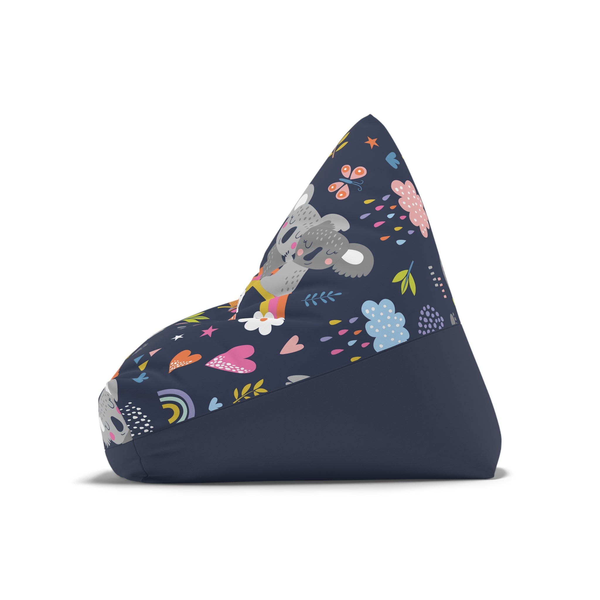 Koala Rainbows Pattern Bean Bag Chair Cover | Navy Floral Nursery