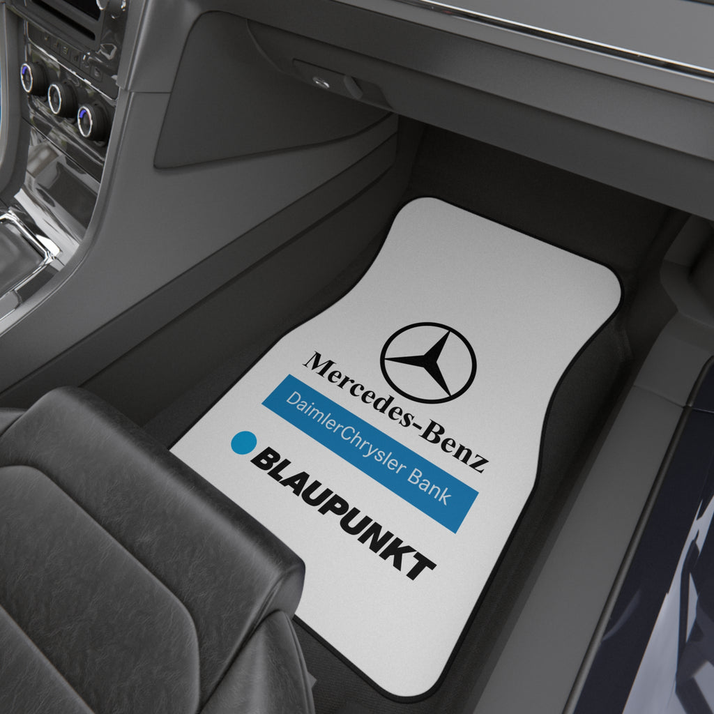4 Piece Car Floor Mats Set Compatible with Mercedes Benz Logo White Auto Interior Accessories