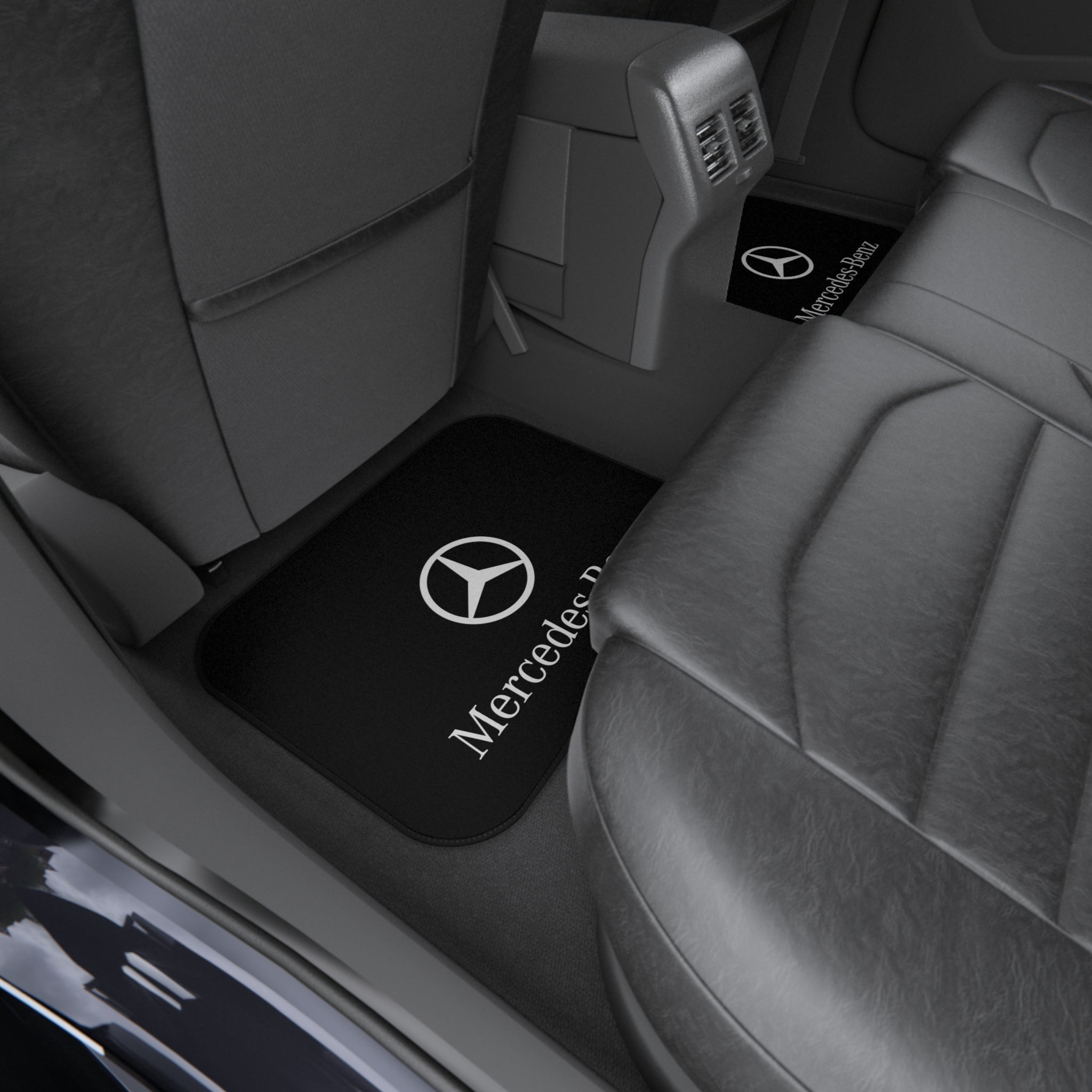 4 Piece Car Floor Mats Set Compatible with Mercedes Benz Logo Black Auto Interior Accessories