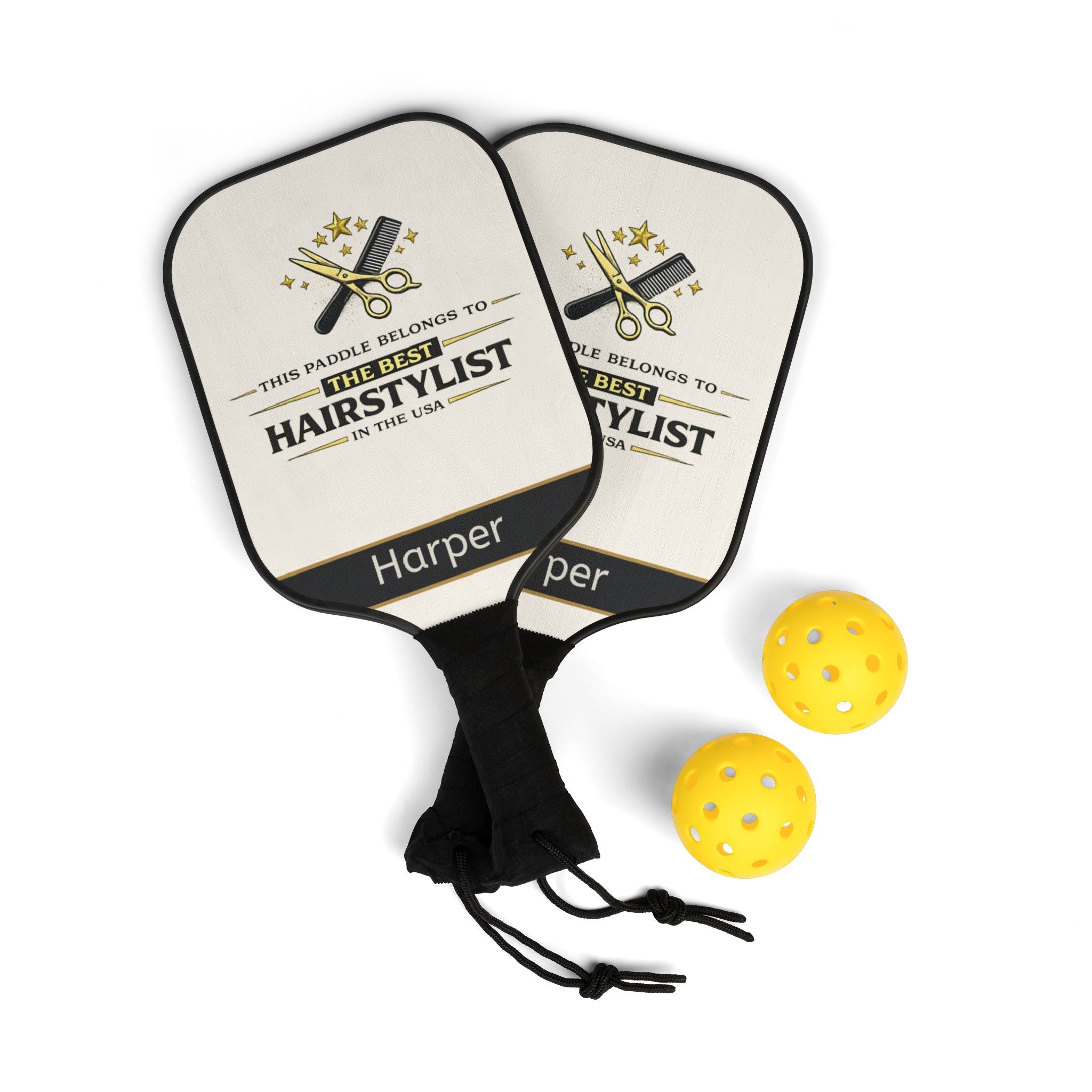 Personalized Hairstylist Pickleball Paddle Set | Gift for Hair Stylist | Custom Name Pickleball Racket | Salon Owner Gift