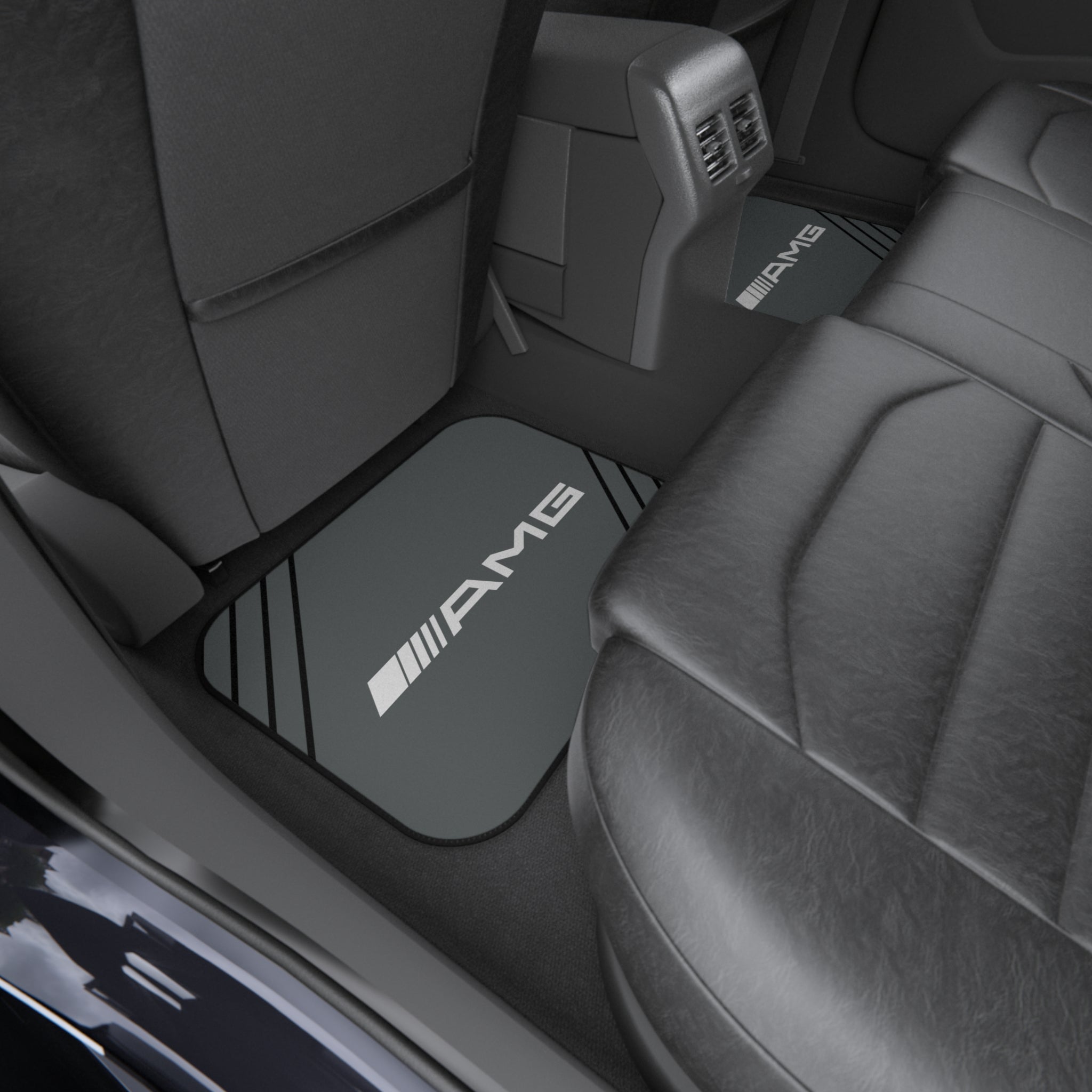 AMG Style Car Floor Mats Set of 4 Gray Universal Performance Auto Mats